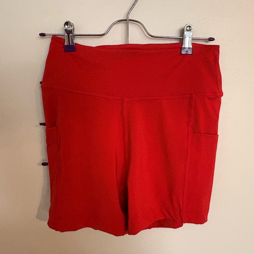 Women's Red Biker Shorts